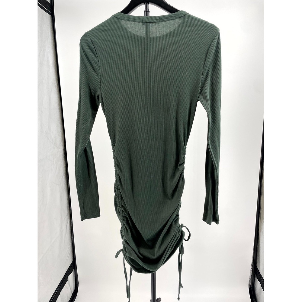 Live To Be Spoiled Mini Dress Women Green Medium Ribbed Knit Stretch Ruched Side